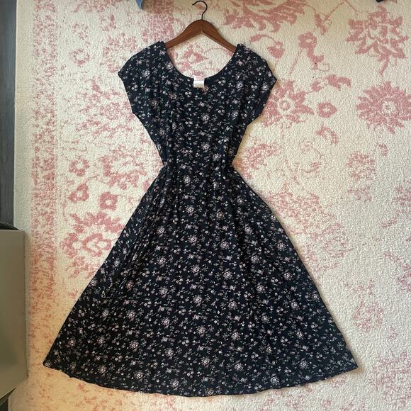 Vintage 90s Floral Cottage Prairie Maxi Dress - Picture 1 of 5